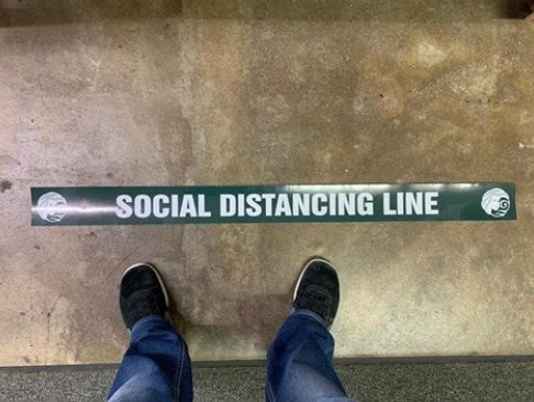 Social distance line sticker for businesses